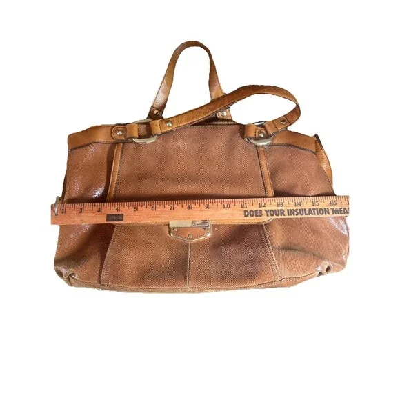 Vintage Makowsky Satchel Bag Brown Leather Large Handbag 16x9x7 Chic Style - Picture 15 of 16